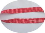 Lamówka bawełniana zaprasowana 18mm - Czerwona w białe kropki